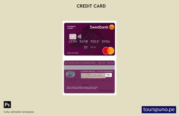lista para imprimir plantilla de mastercard de crédito de Suecia SwedBank